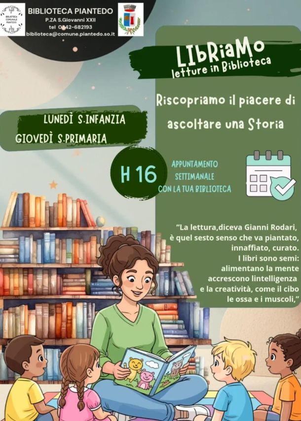 Letture per bambini in biblioteca a Piantedo