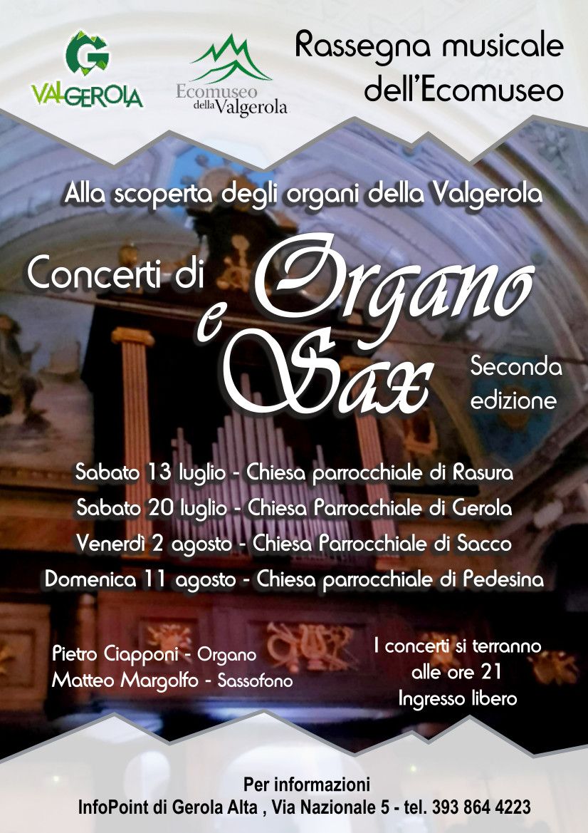 Concerti di organo e sax in Valgerola