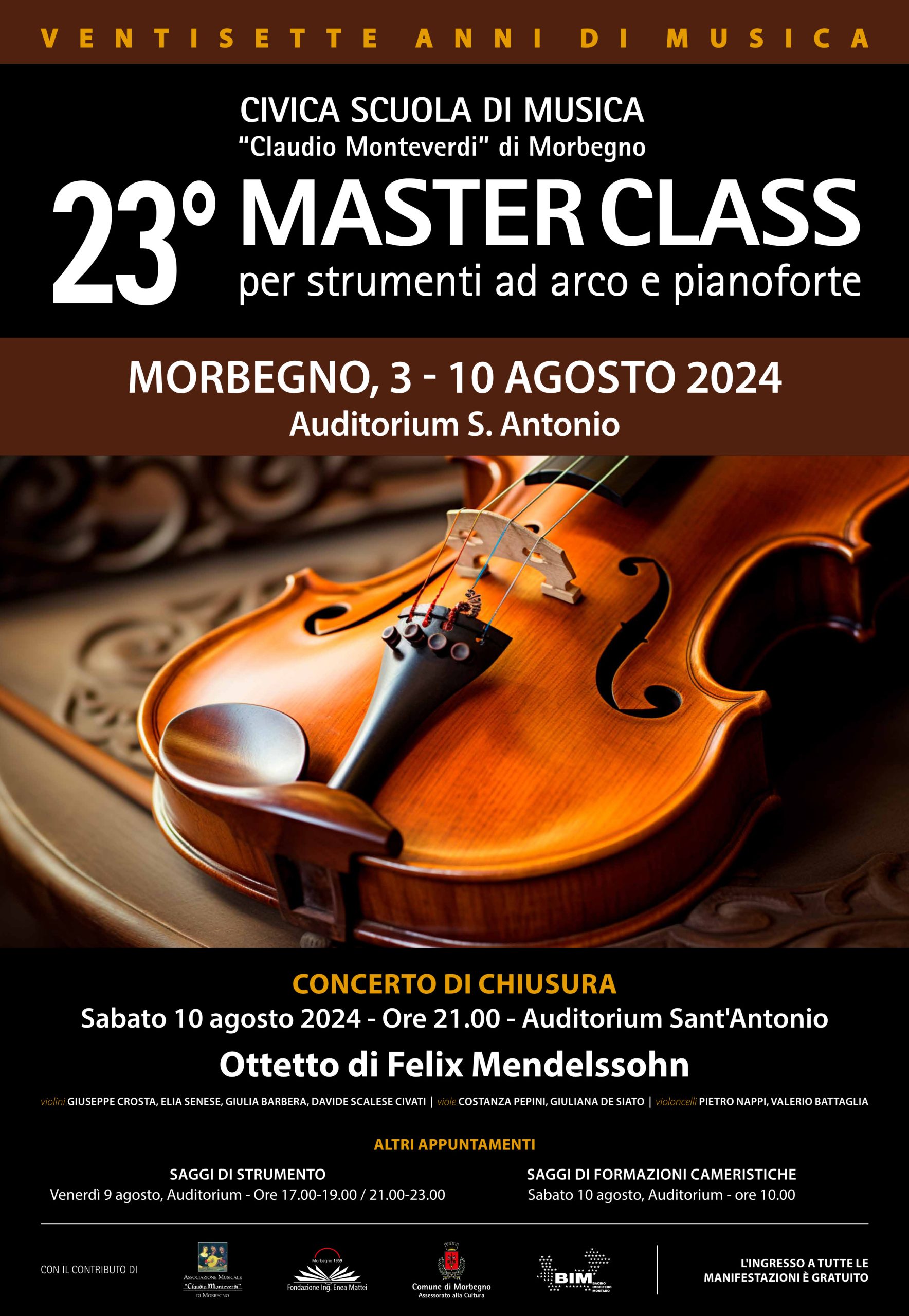 23° Master class con concerti per strumenti ad arco e pianoforte