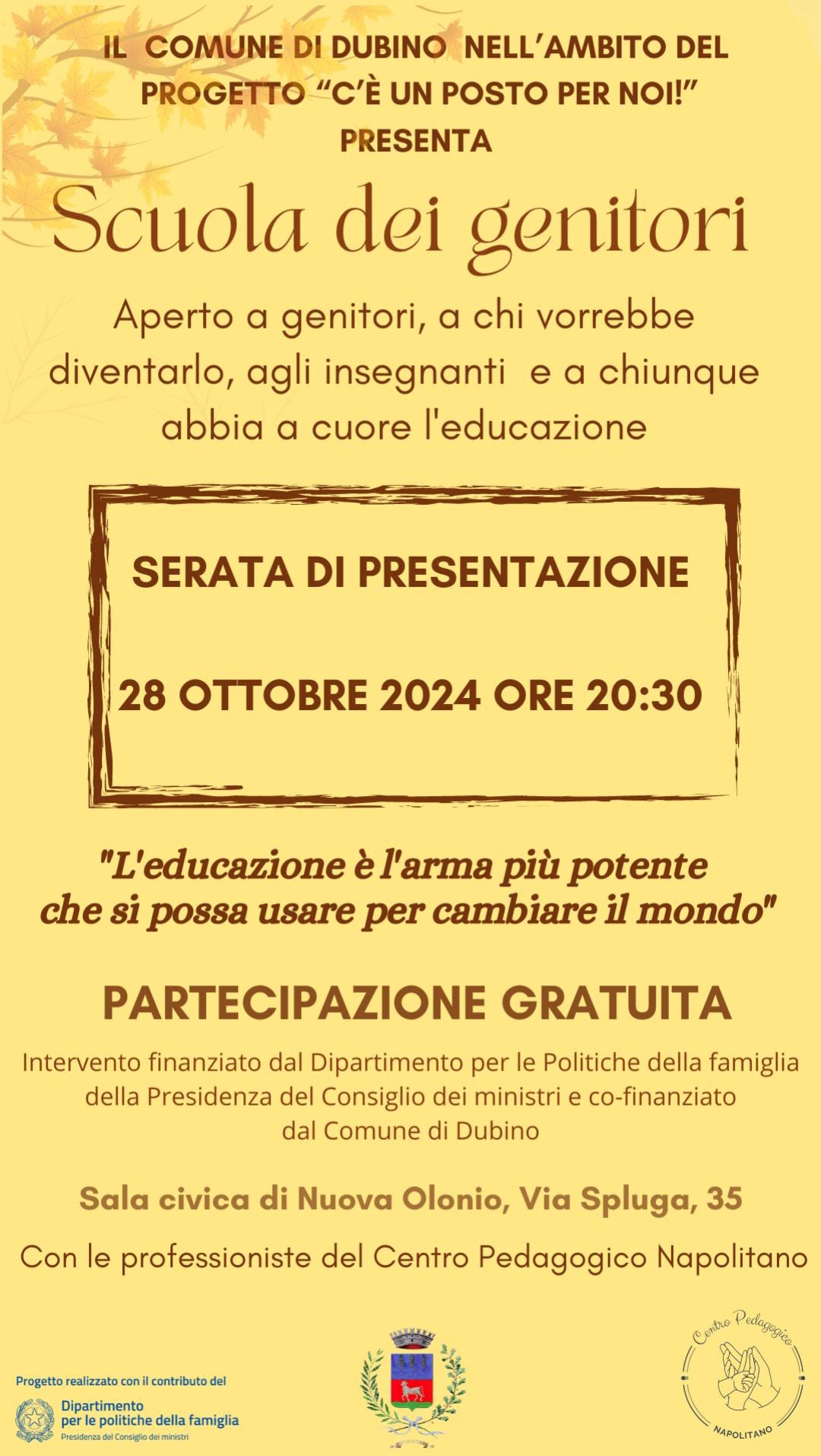 Serata di presentazione del progetto "C'è un posto per noi"