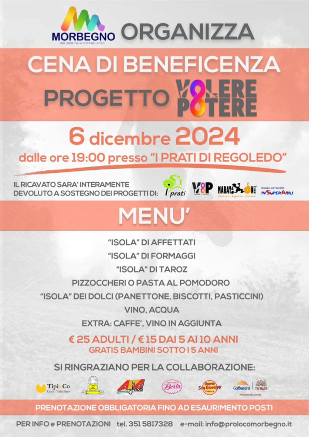 Cena di beneficenza per il progetto Volere è Potere