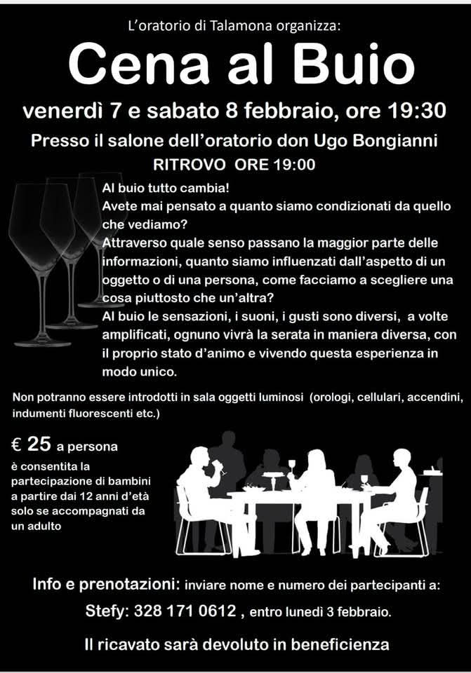 Cena al buio all'oratorio di Talamona