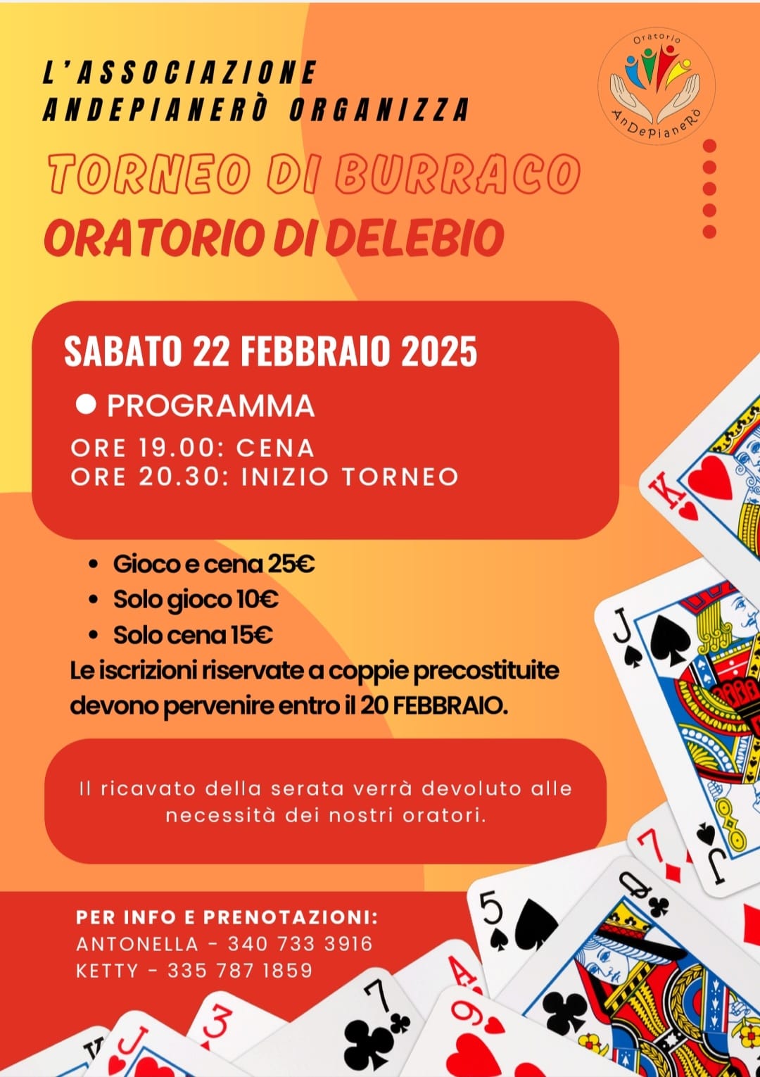 Cena e torneo di Burraco all'oratorio di Delebio