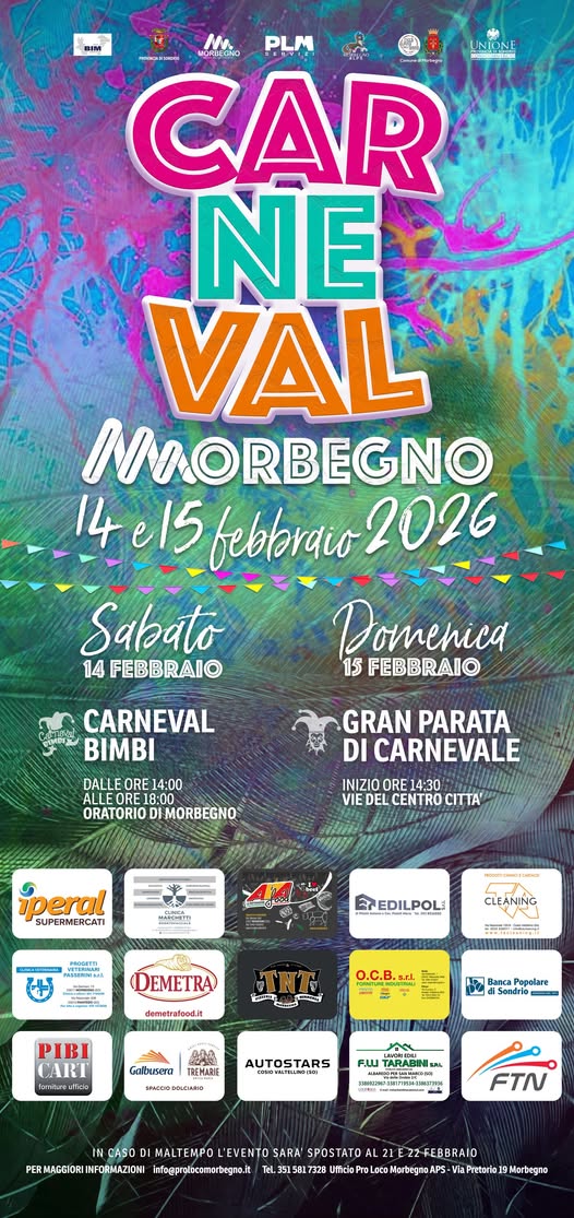 Torna il Carneval Morbegno: due giorni di festa per grandi e piccini