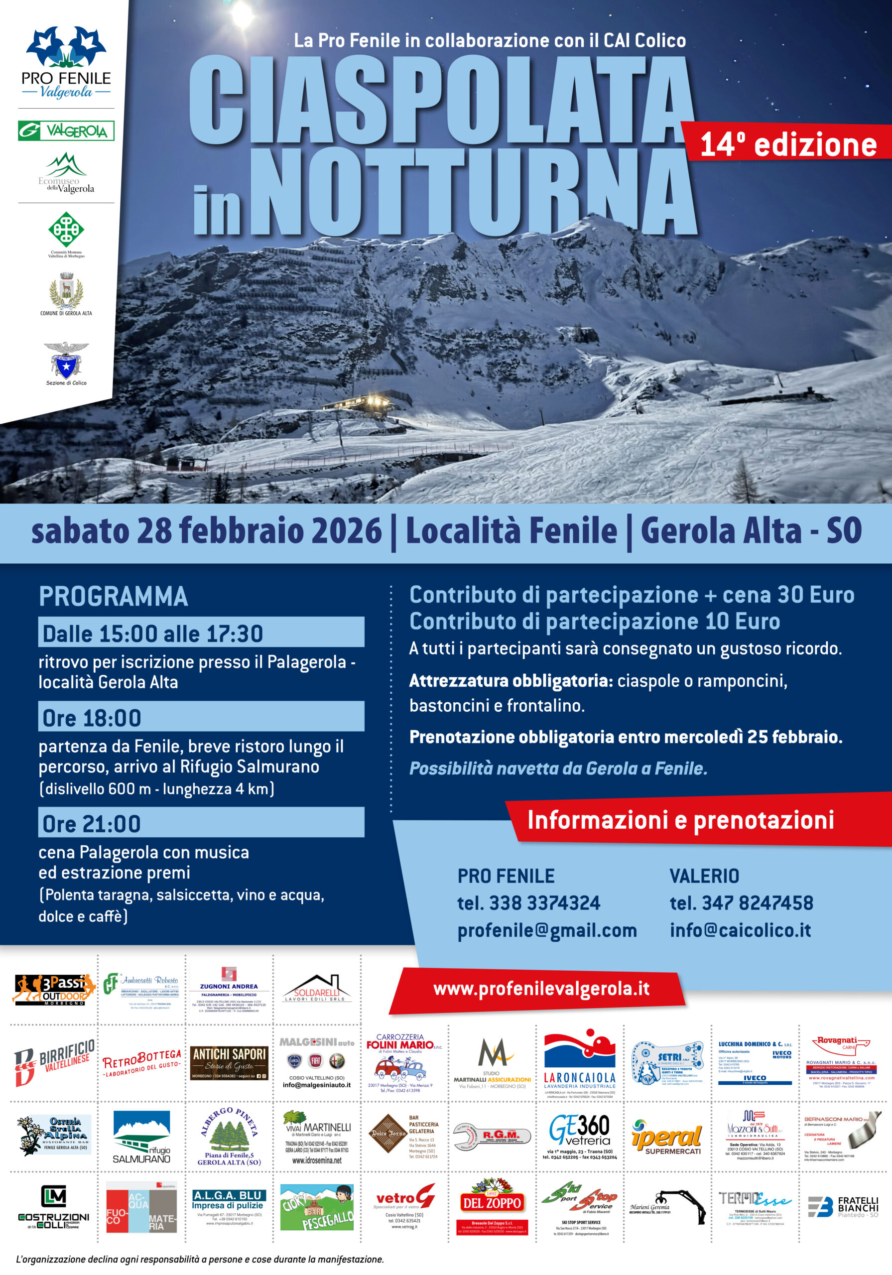 ciaspolata in notturna