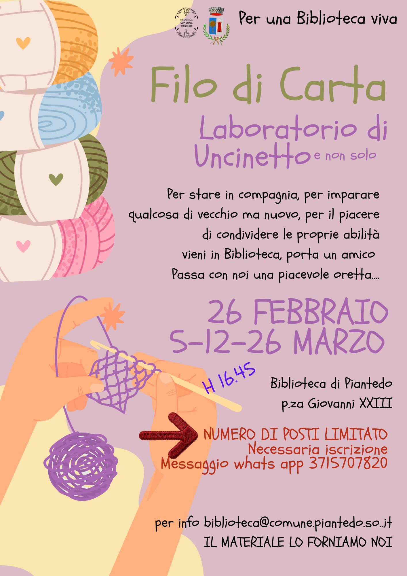 Laboratorio di uncinetto e non solo