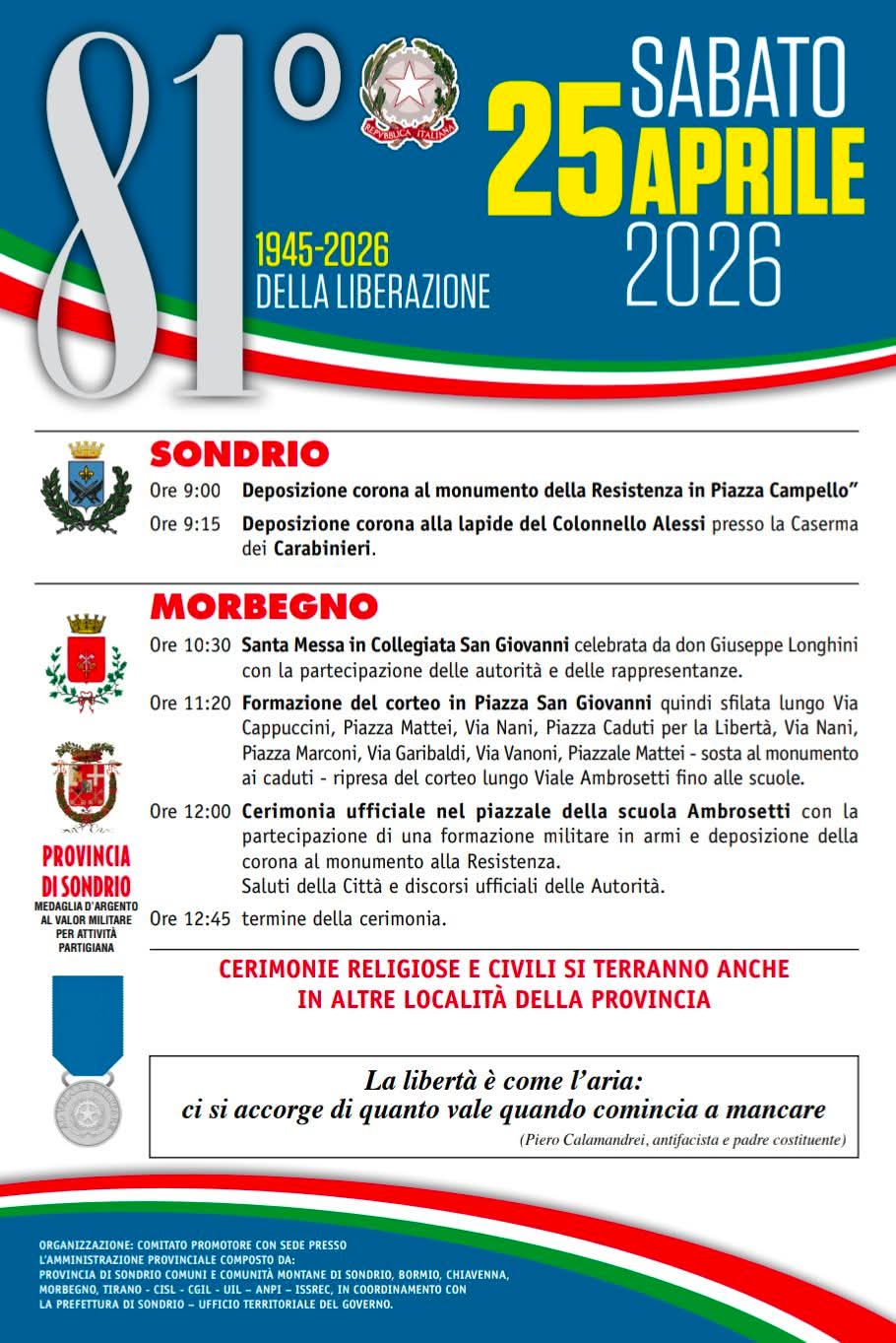 Anniversario della Liberazione 25 aprile 2026