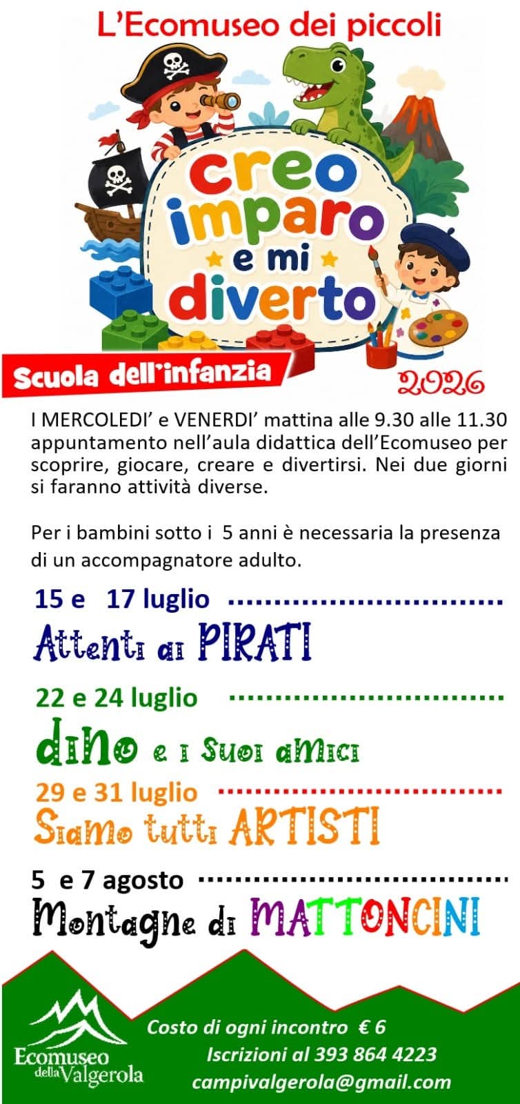Attività e giochi per i bambini dell'infanzia all'ecomuseo