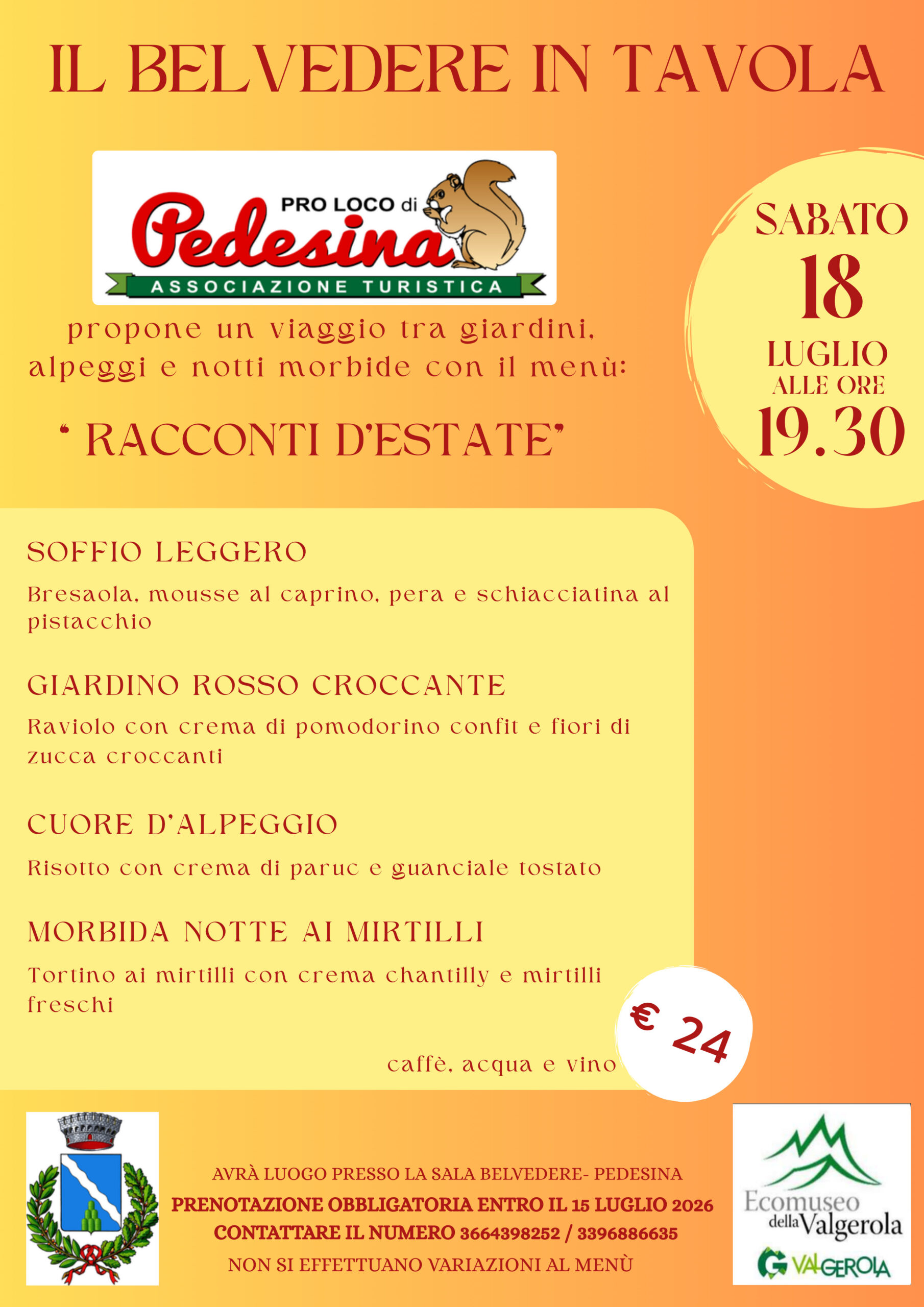 viaggio culinario tra giardini e alpeggi alla Sala belvedere di Pedesina