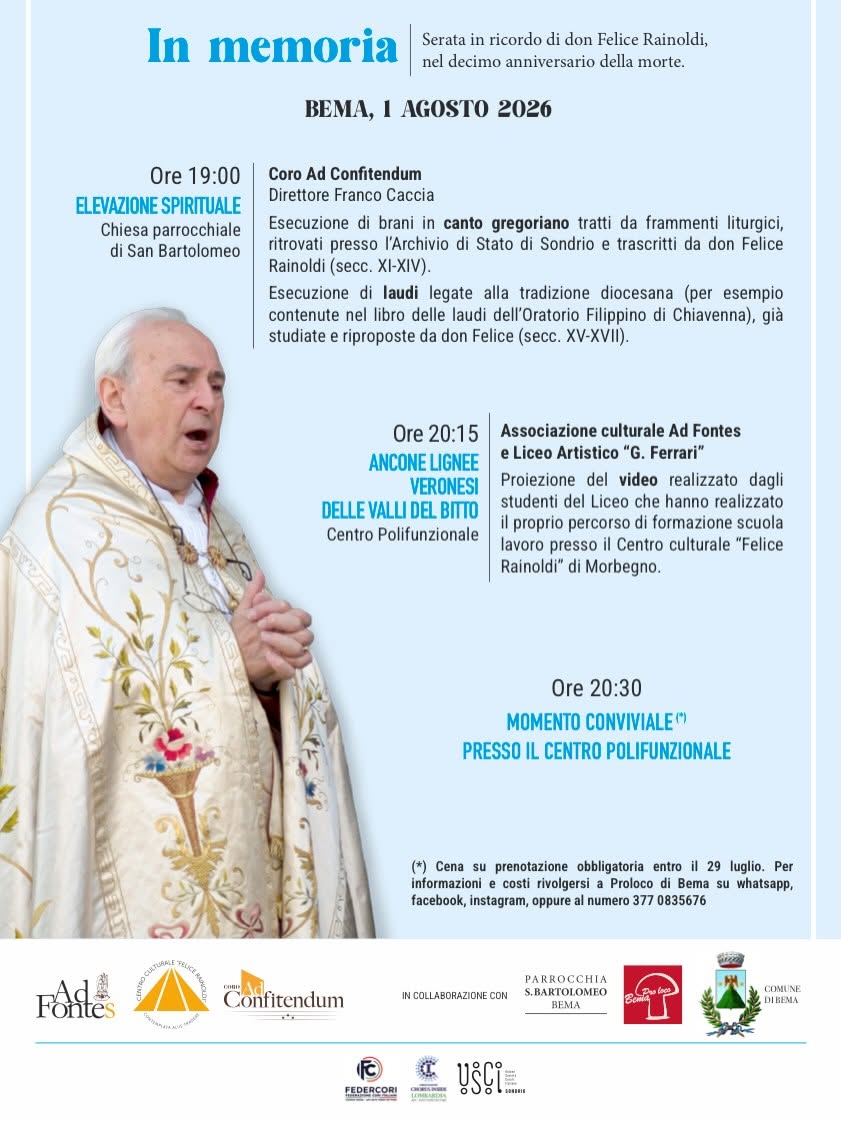 Serata in memoria di don Felice Rainoldi a Bema