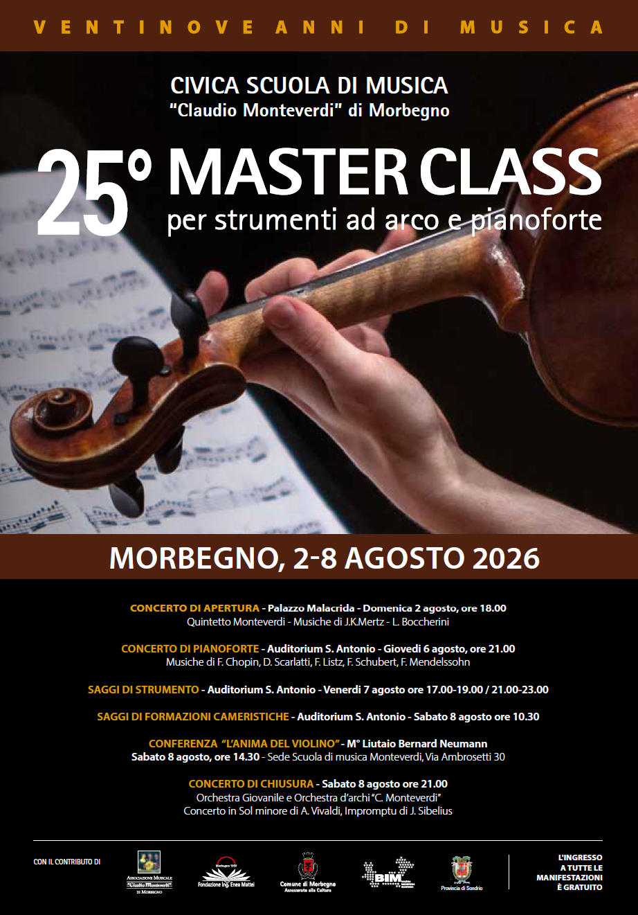 25° Masterclass per strumenti ad arco e pianoforte a Morbegno