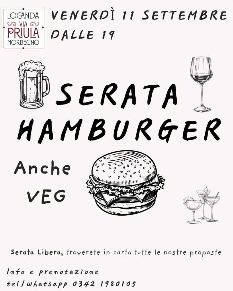 serata hamburger alla locanda via priula