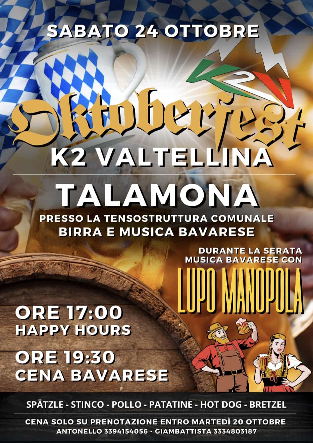 Oktoberfest a Talamona con birra e musica bavarese