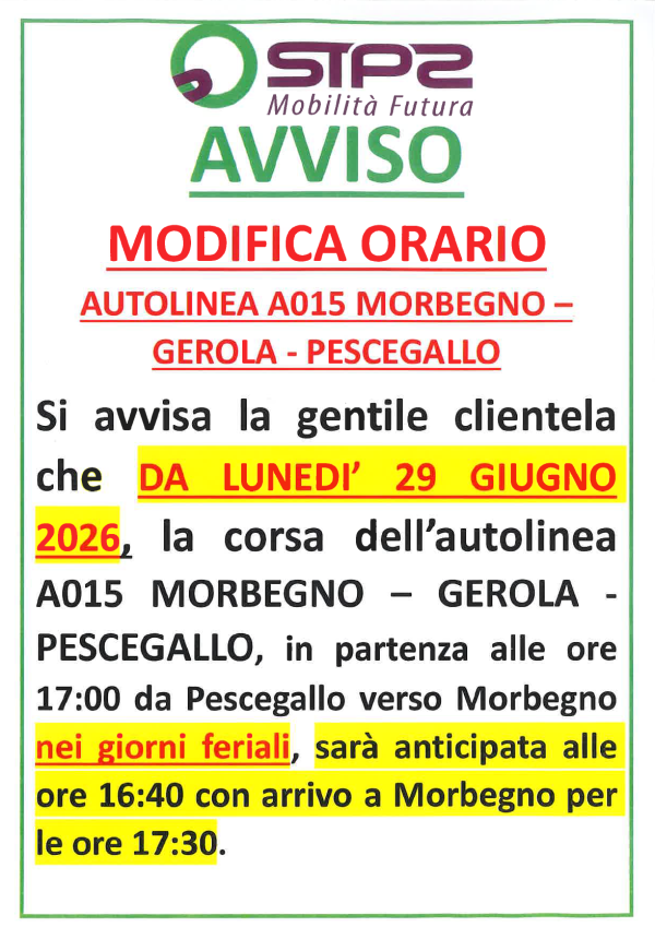 Modifica orario STPS