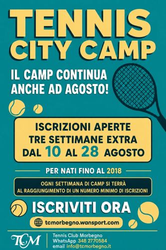 Iscrizioni aperte per le settimane extra di tennis camp