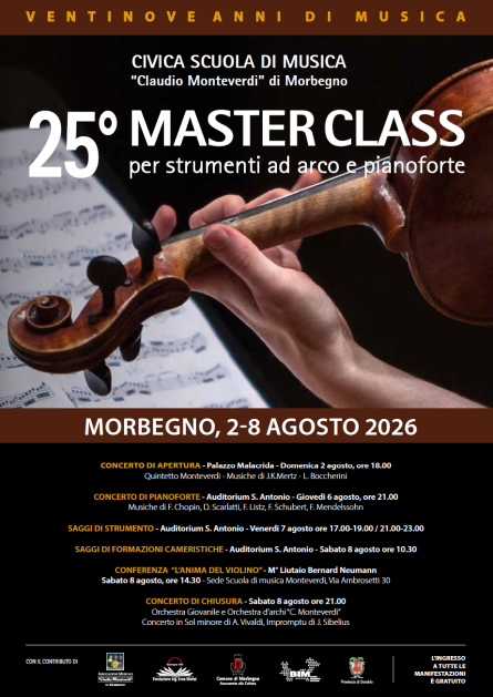 25° Masterclass per strumenti ad arco e pianoforte a Morbegno