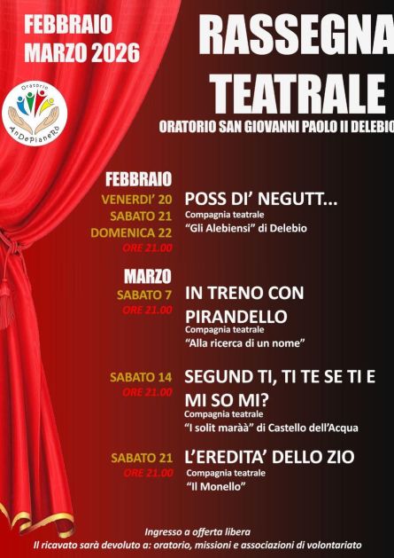 Rassegna teatrale 2026 all'oratorio di Delebio